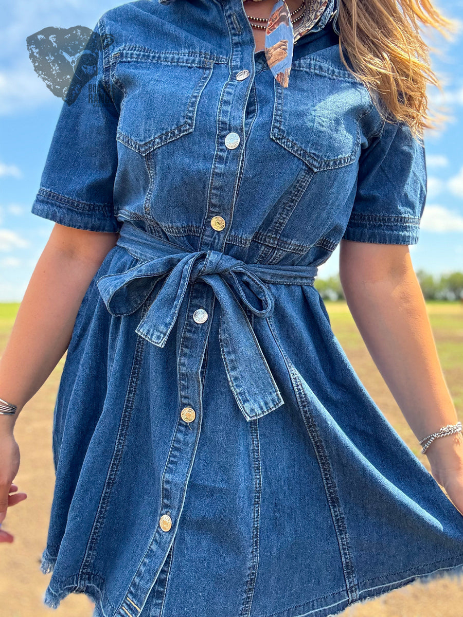 Belted Denim Shirt Dress