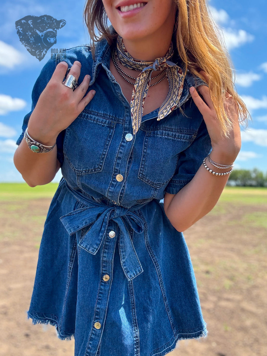 Belted Denim Shirt Dress