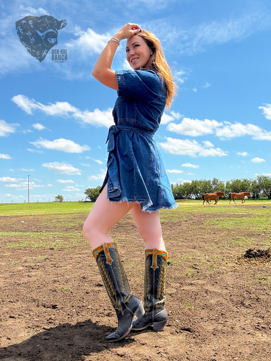 Belted Denim Shirt Dress