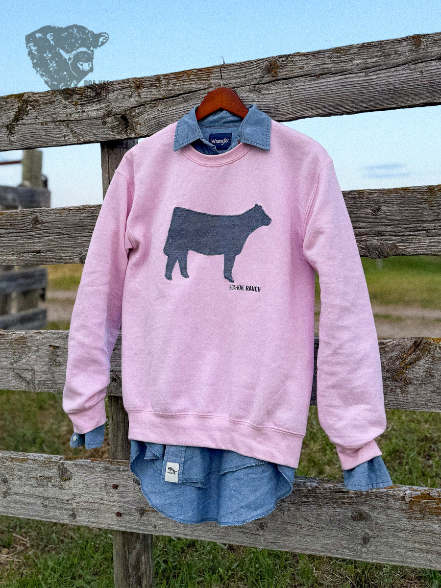 Willa Denim Crewneck Pullover - Light Pink