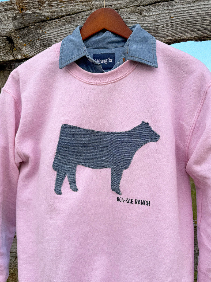 Willa Denim Crewneck Pullover - Light Pink