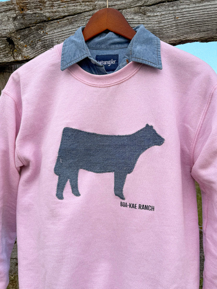 Willa Denim Crewneck Pullover - Light Pink