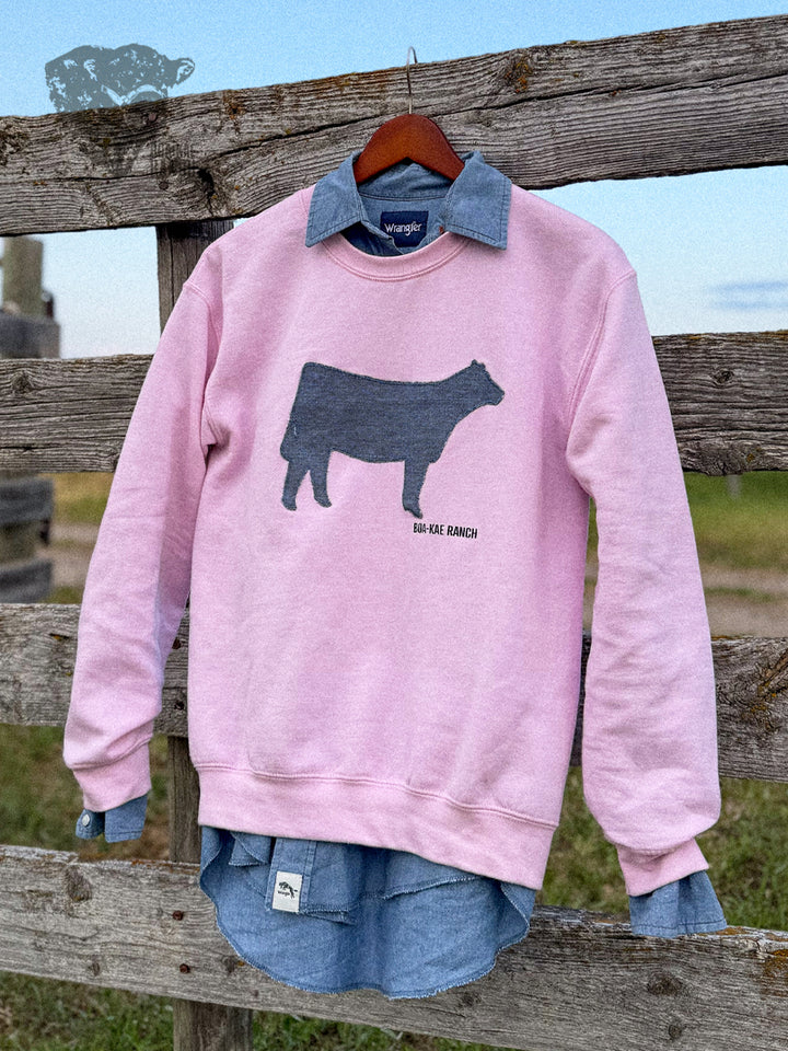 Willa Denim Crewneck Pullover - Light Pink