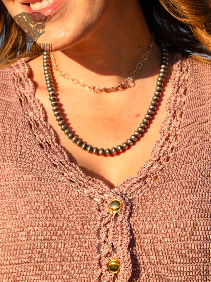 Dried Rose Crochet Trim Button Up Vest