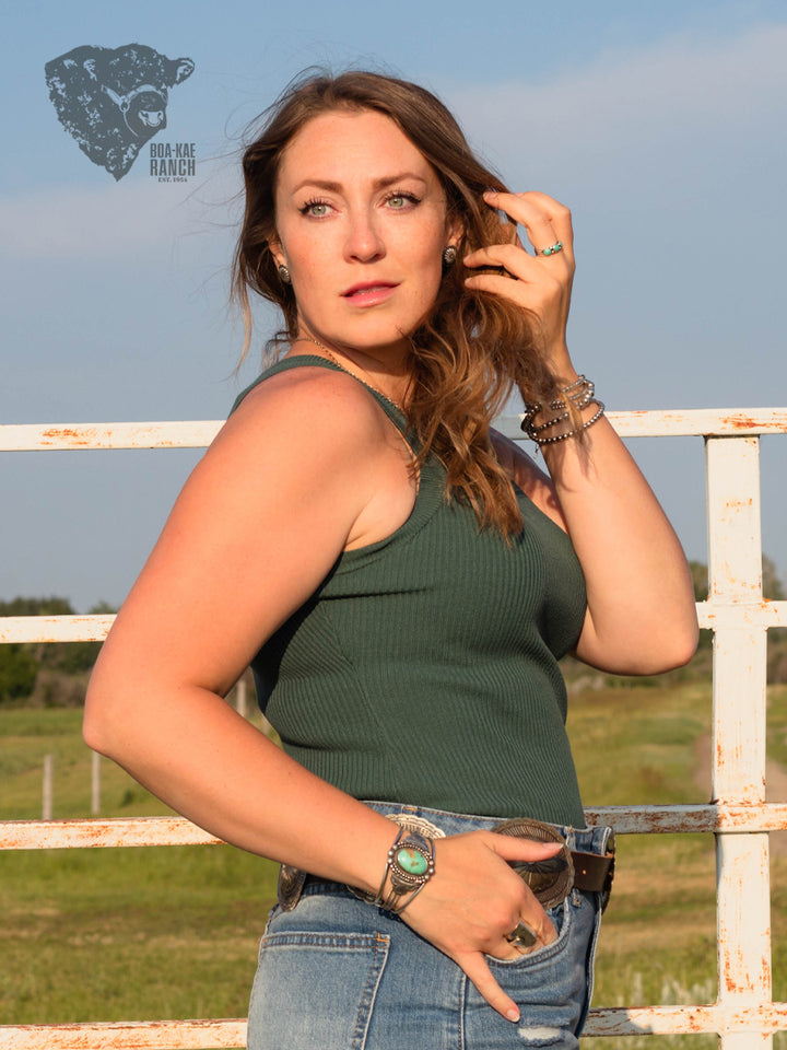 Dark Green Ribbed Tank