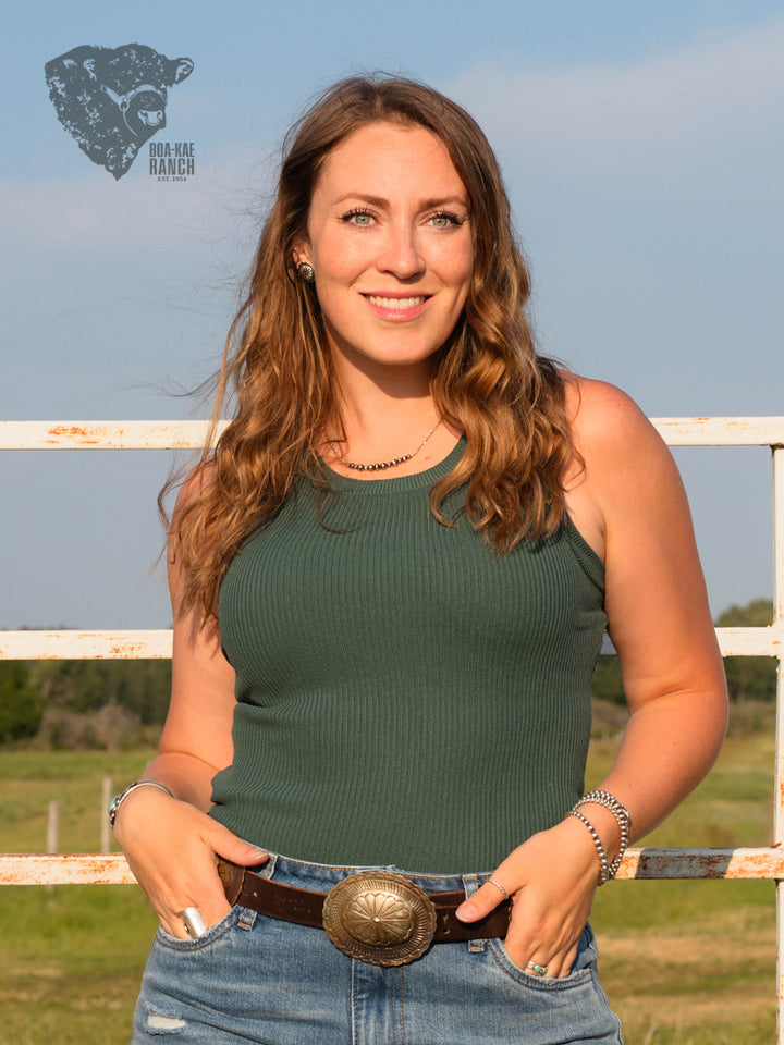 Dark Green Ribbed Tank