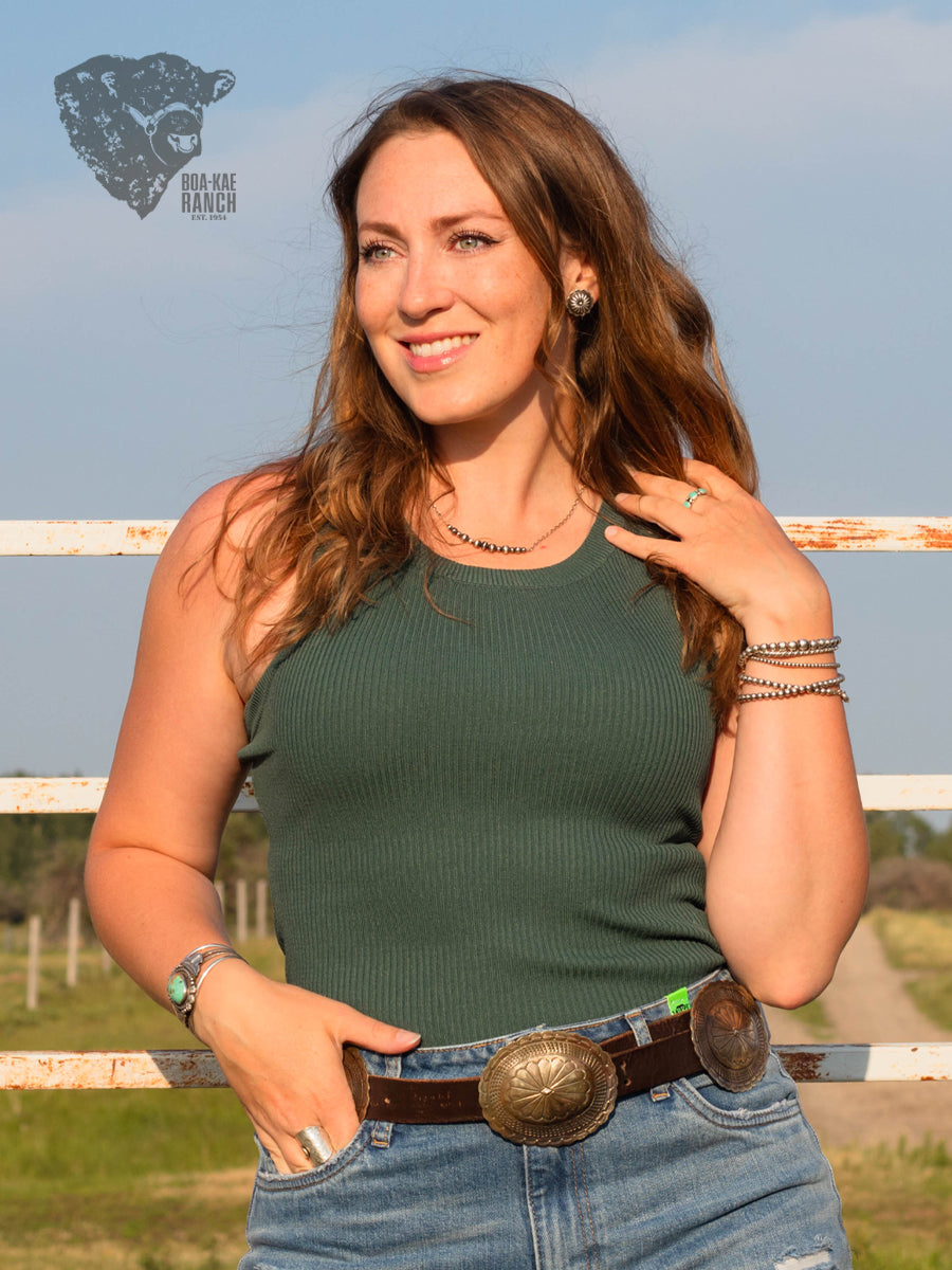 Dark Green Ribbed Tank