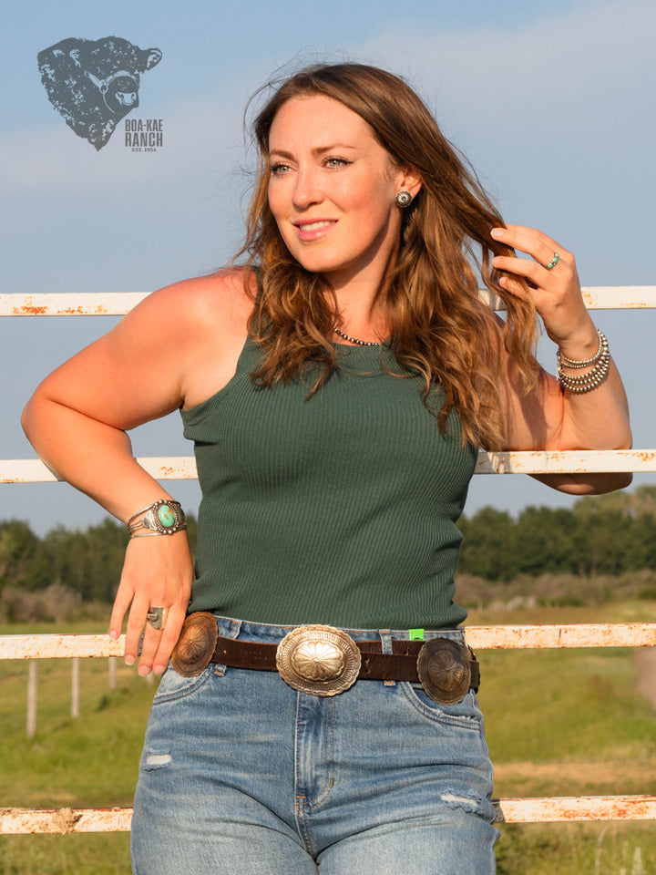 Dark Green Ribbed Tank