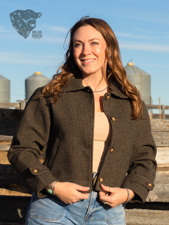 Houndstooth Cropped Jacket