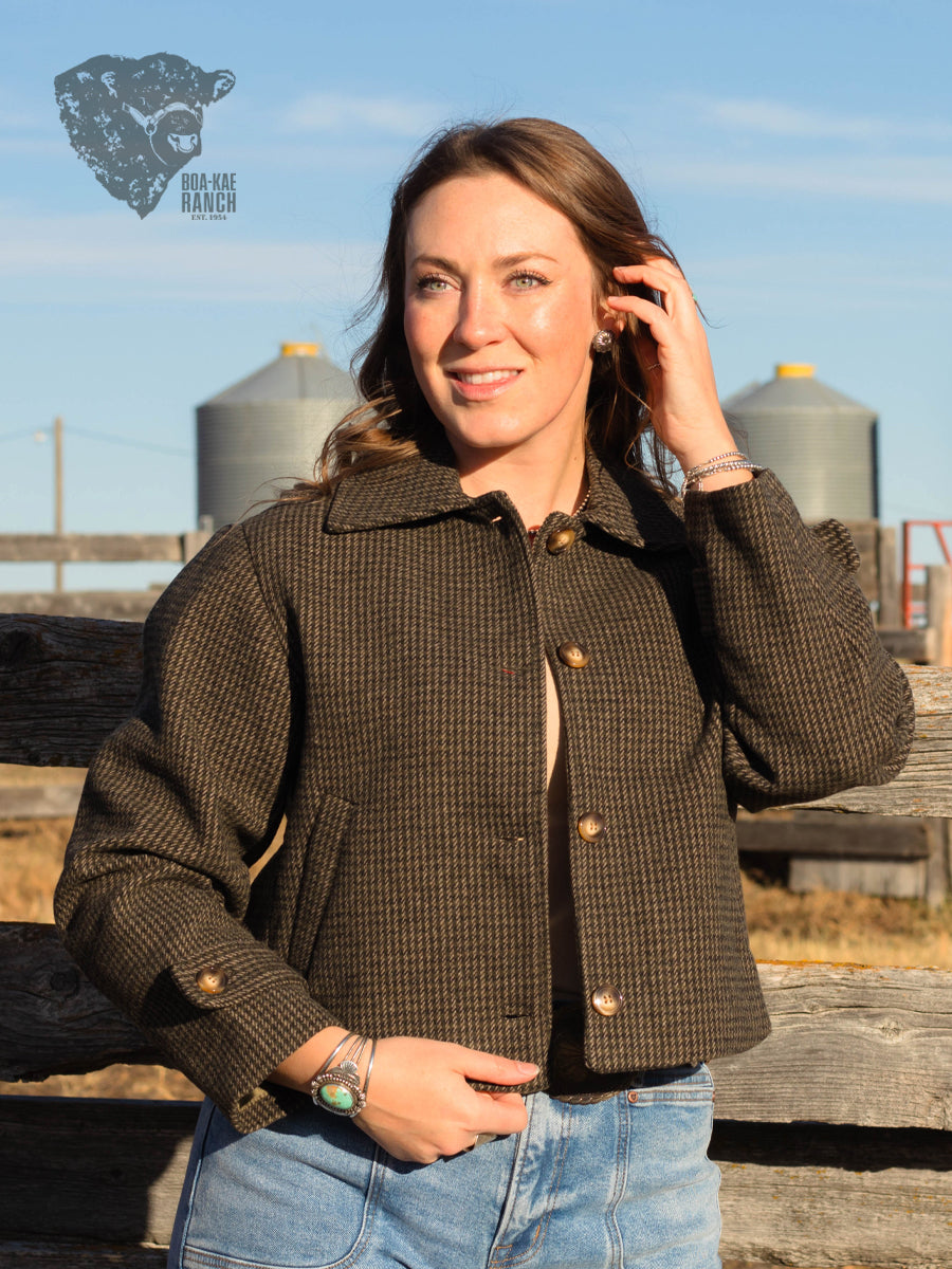 Houndstooth Cropped Jacket