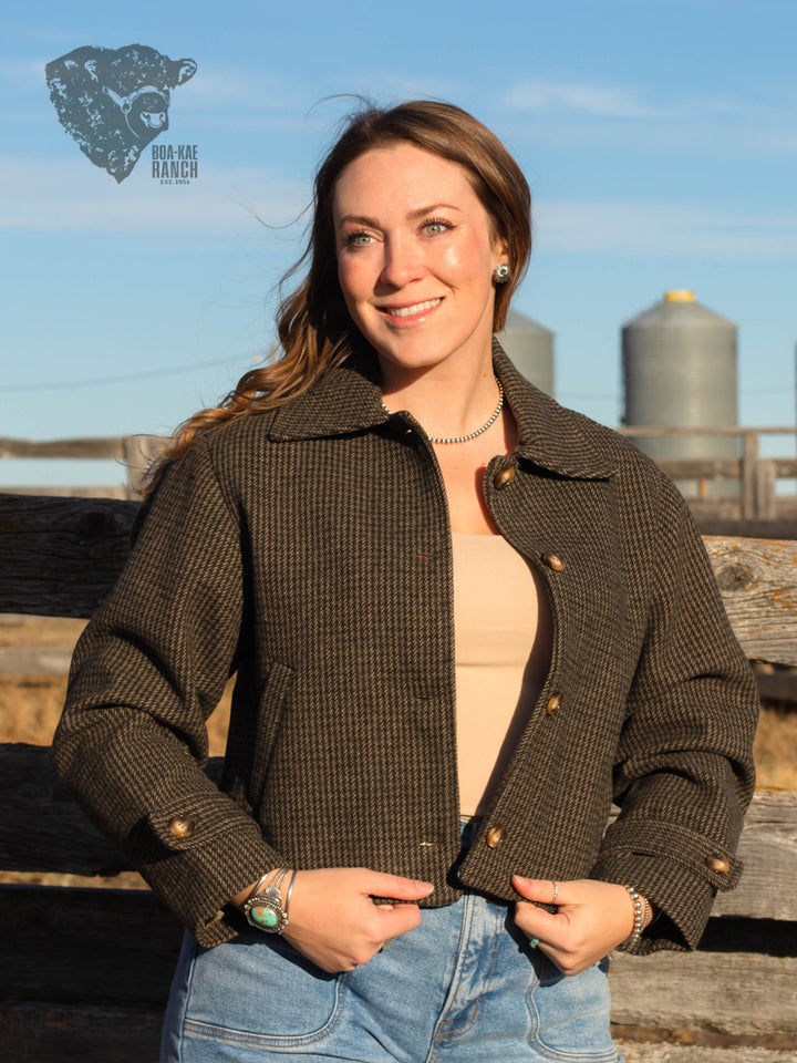 Houndstooth Cropped Jacket