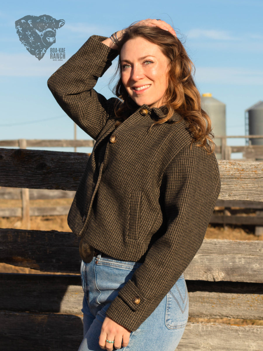 Houndstooth Cropped Jacket