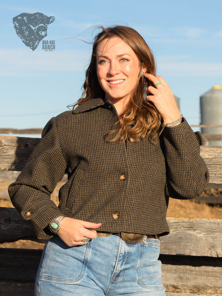 Houndstooth Cropped Jacket