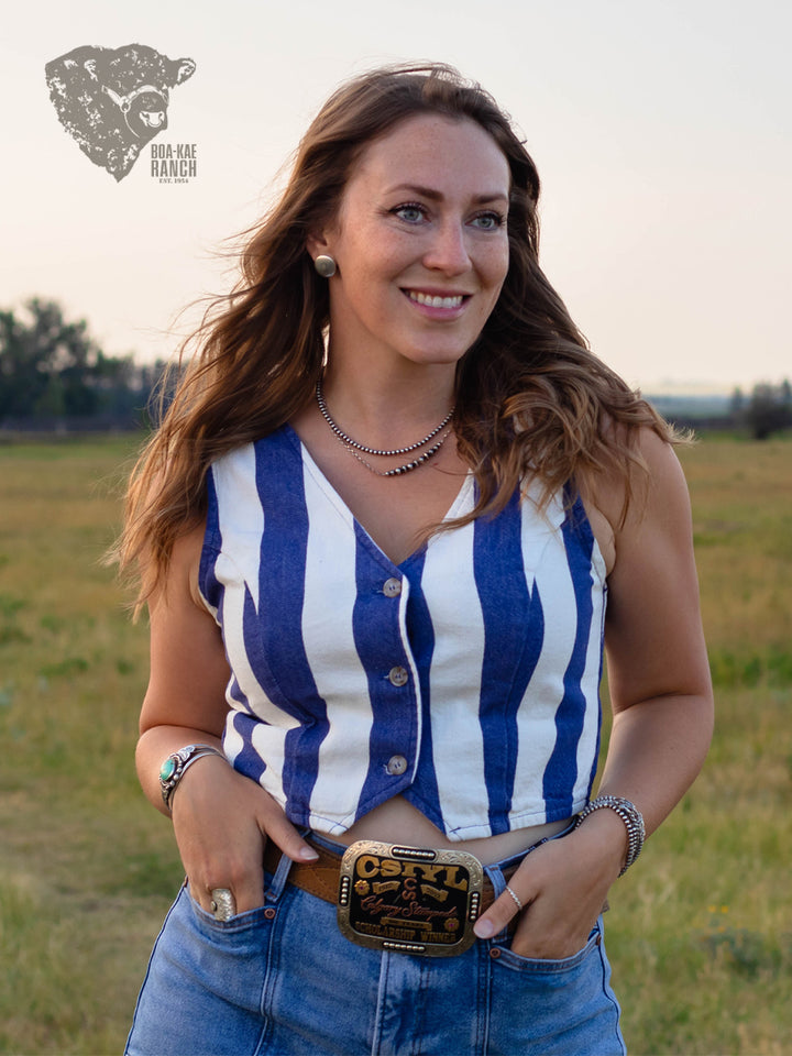 Indigo Striped Vest