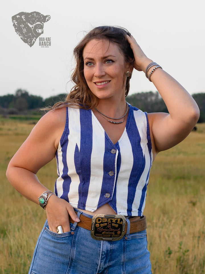 Indigo Striped Vest