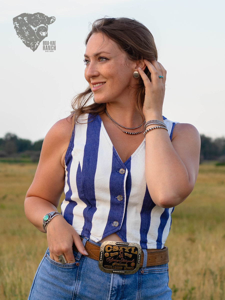 Indigo Striped Vest