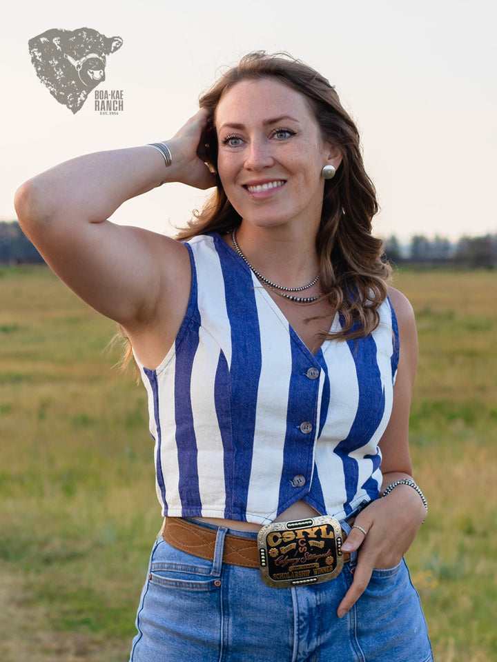 Indigo Striped Vest