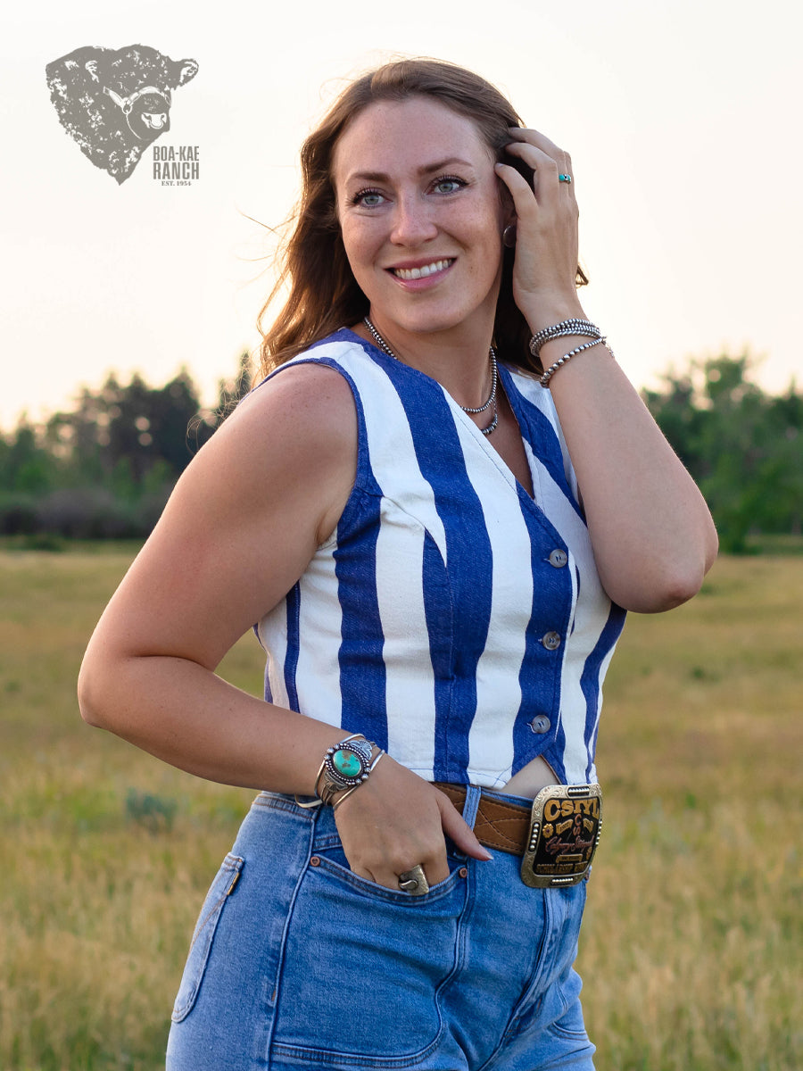 Indigo Striped Vest