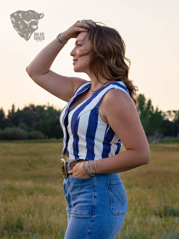 Indigo Striped Vest