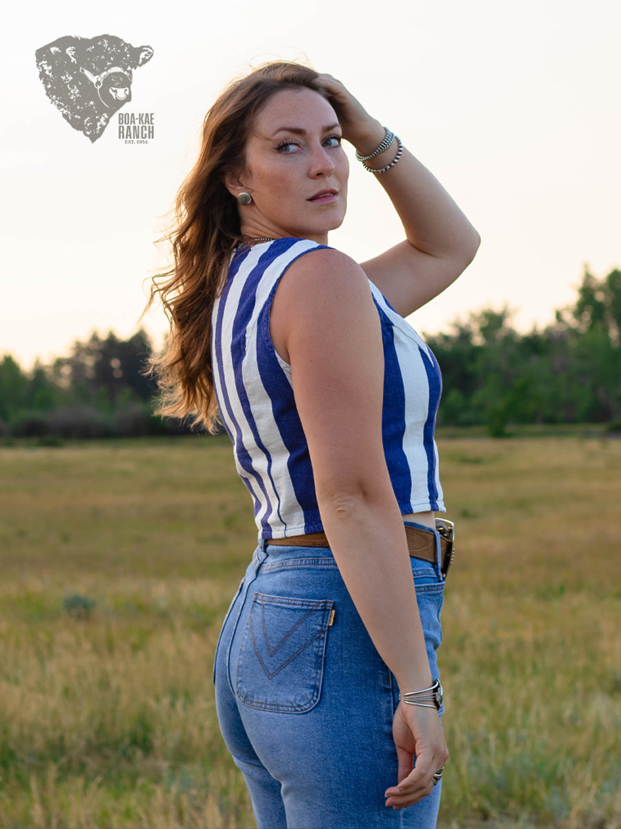 Indigo Striped Vest