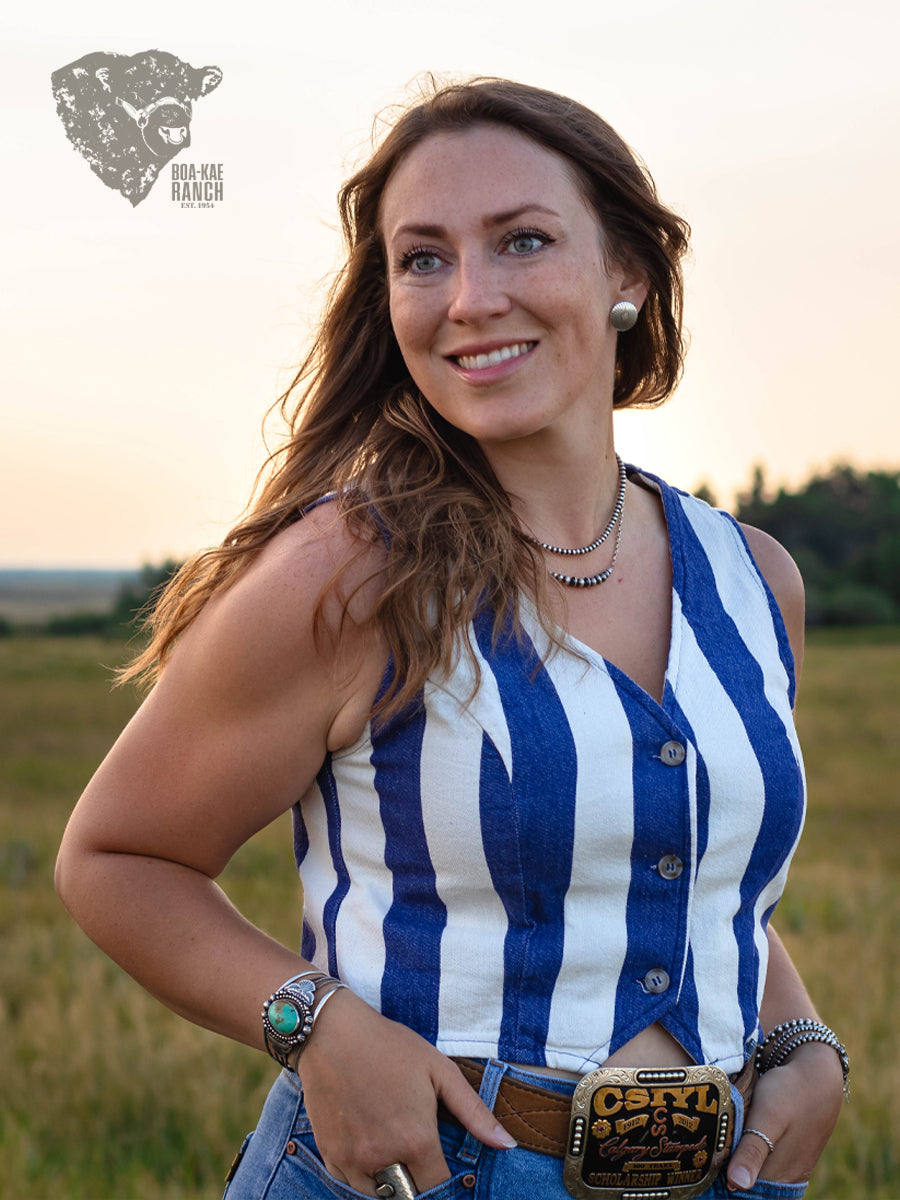 Indigo Striped Vest
