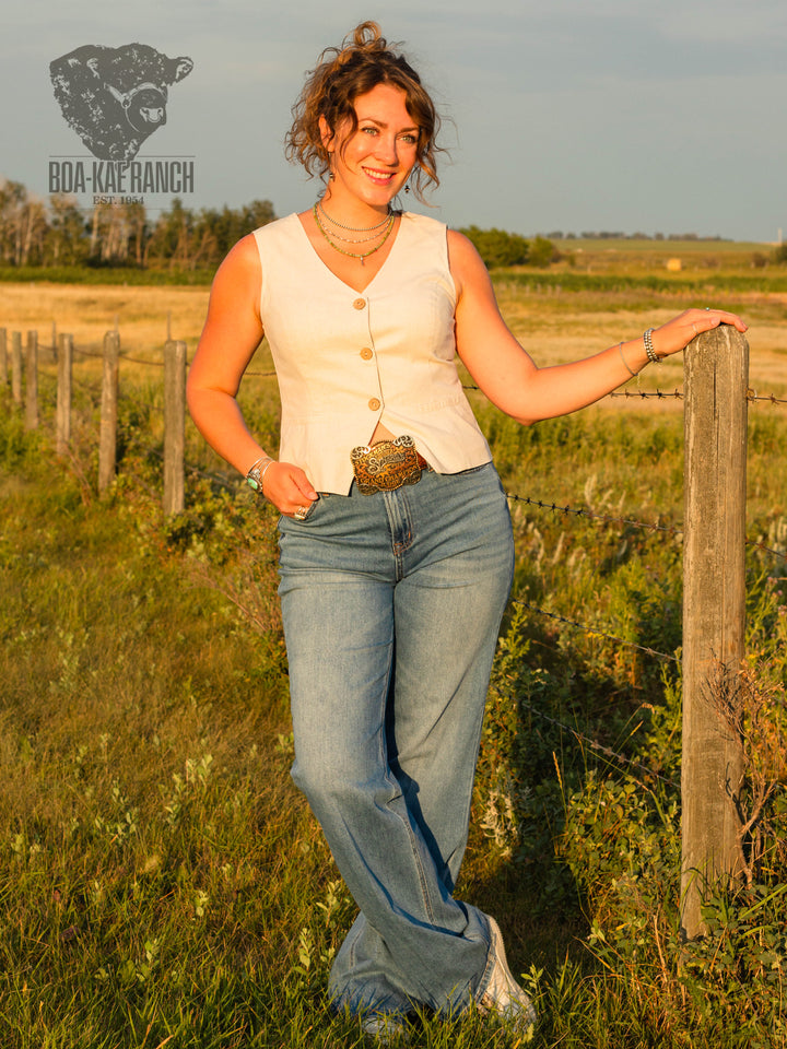 Tailored Linen Blend Vest