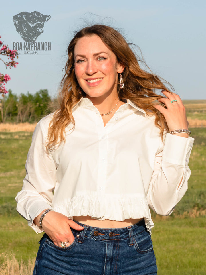 Mia Ruffle Cropped Shirt
