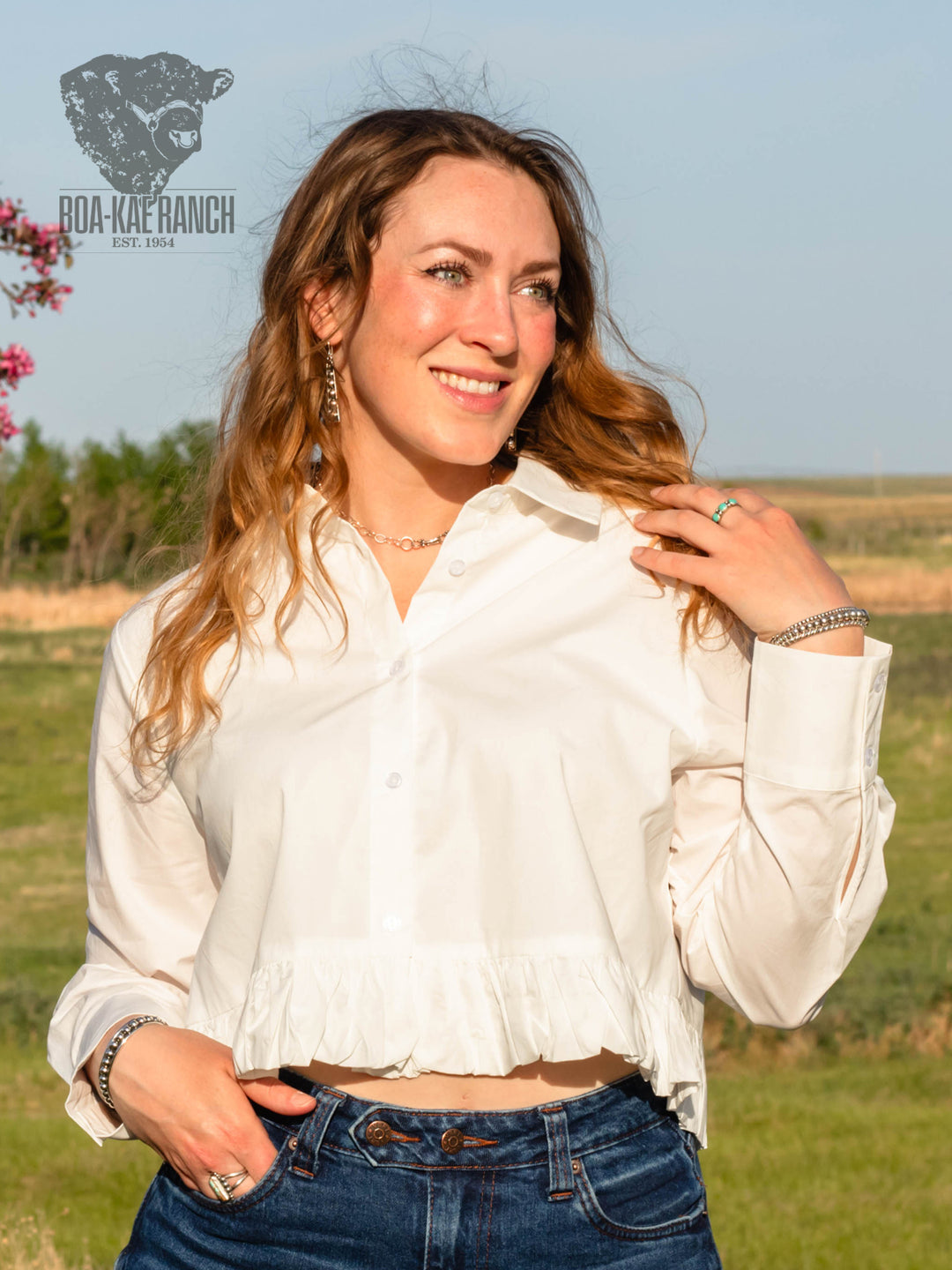 Mia Ruffle Cropped Shirt