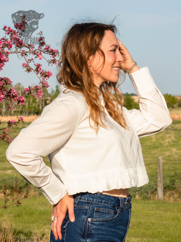 Mia Ruffle Cropped Shirt