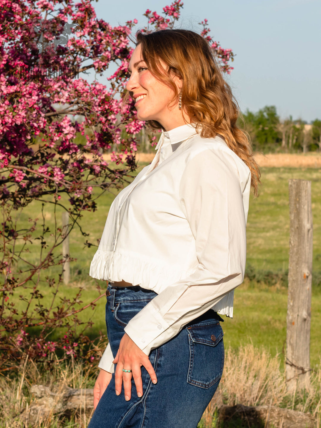 Mia Ruffle Cropped Shirt