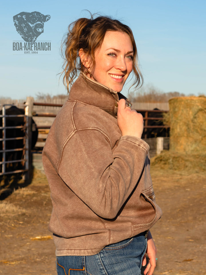 High Collar Zip Pocket Pullover