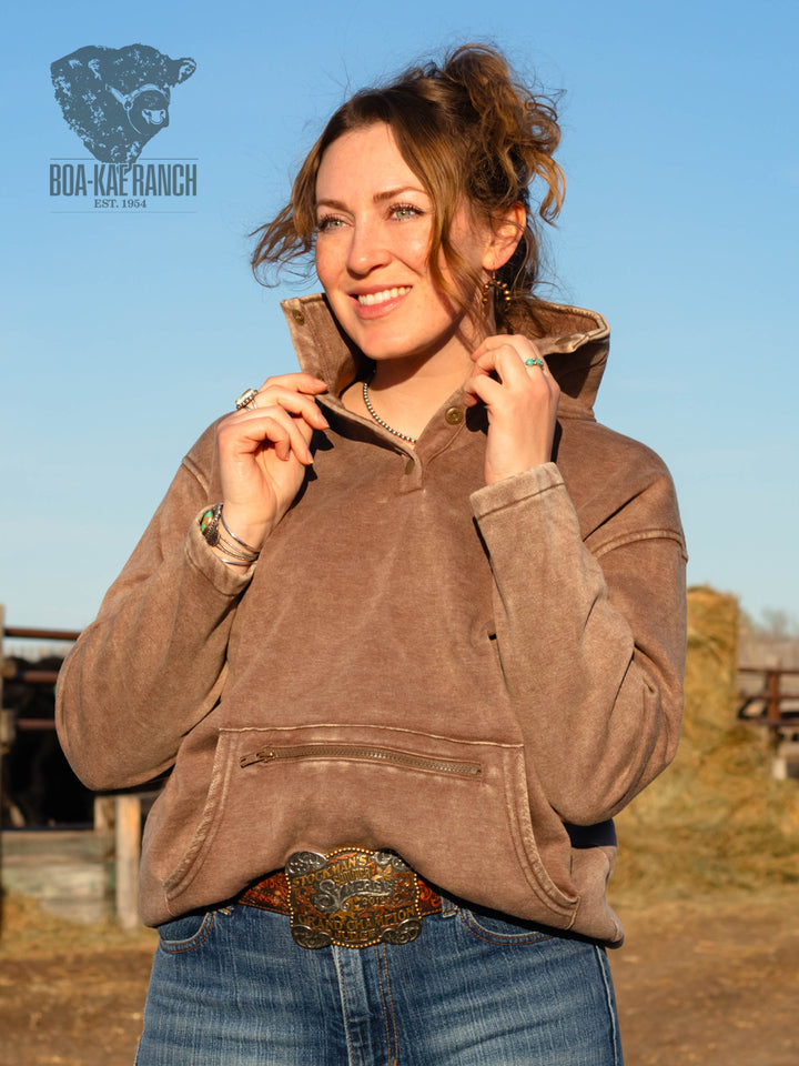 High Collar Zip Pocket Pullover