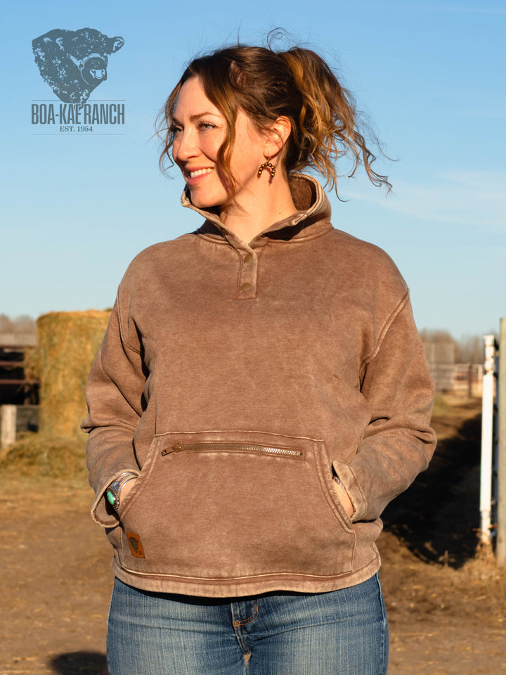 High Collar Zip Pocket Pullover