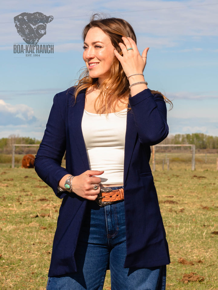 Navy Buttonless Blazer