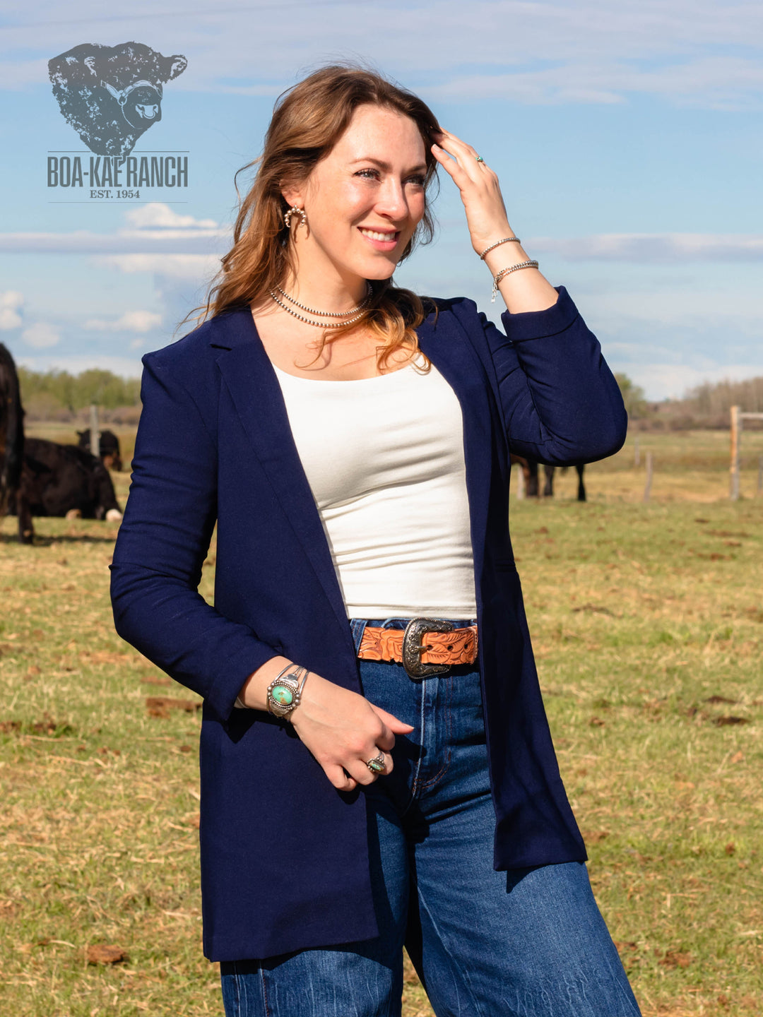 Navy Buttonless Blazer