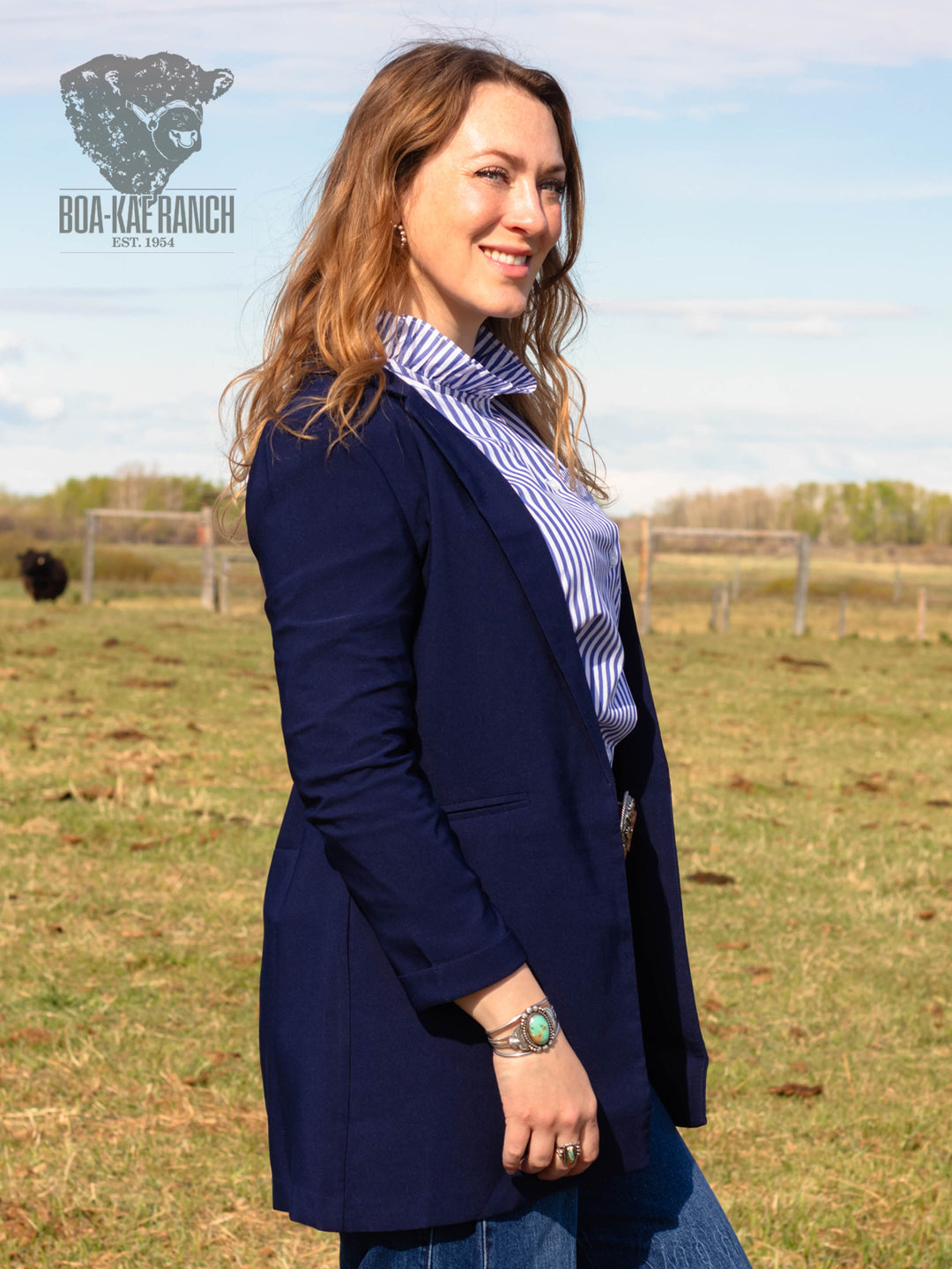Navy Buttonless Blazer