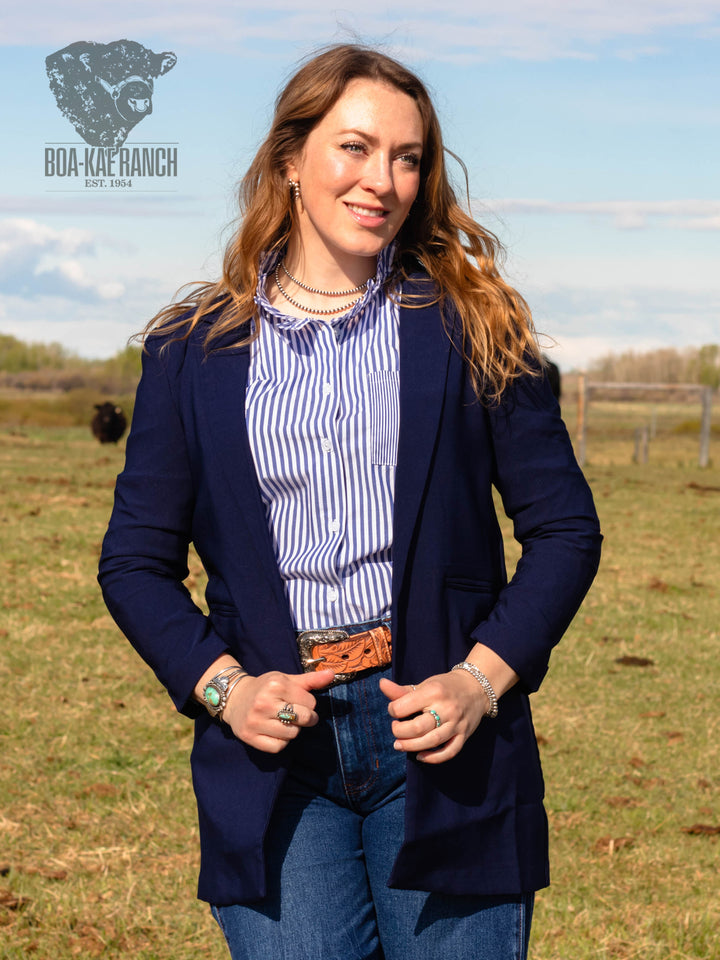 Navy Buttonless Blazer