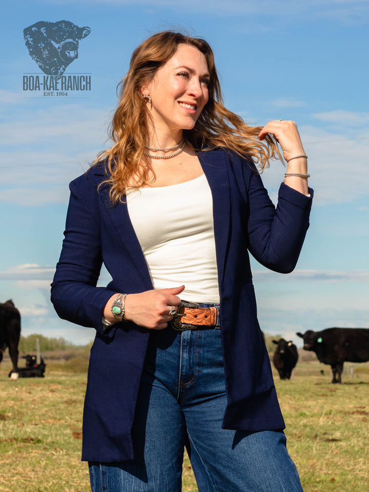 Navy Buttonless Blazer