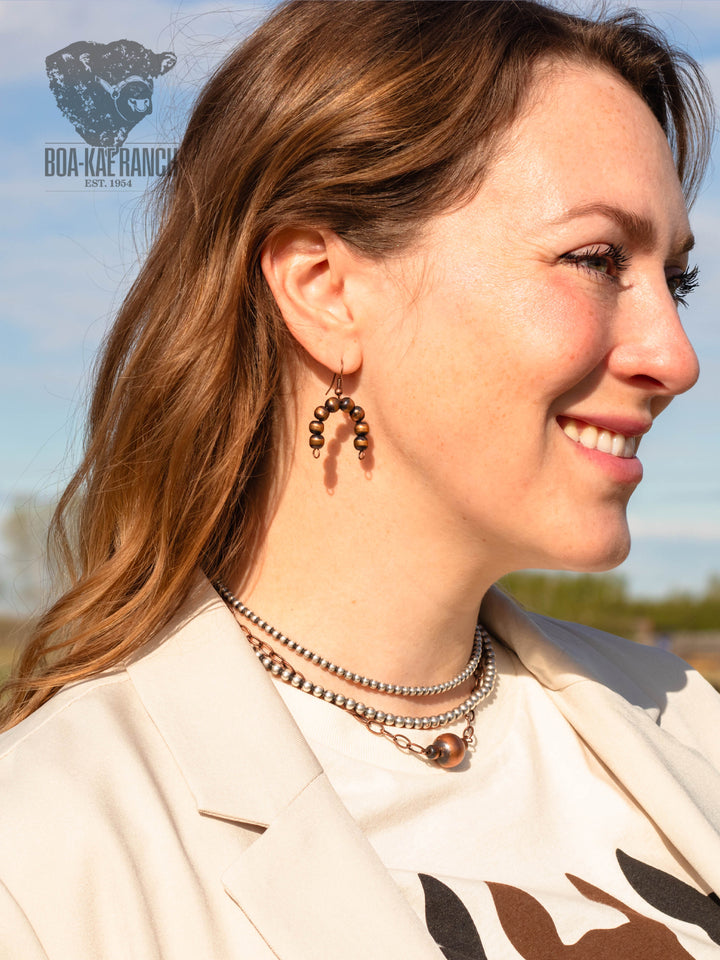 Copper Navajo Pearl Rainbow Earrings
