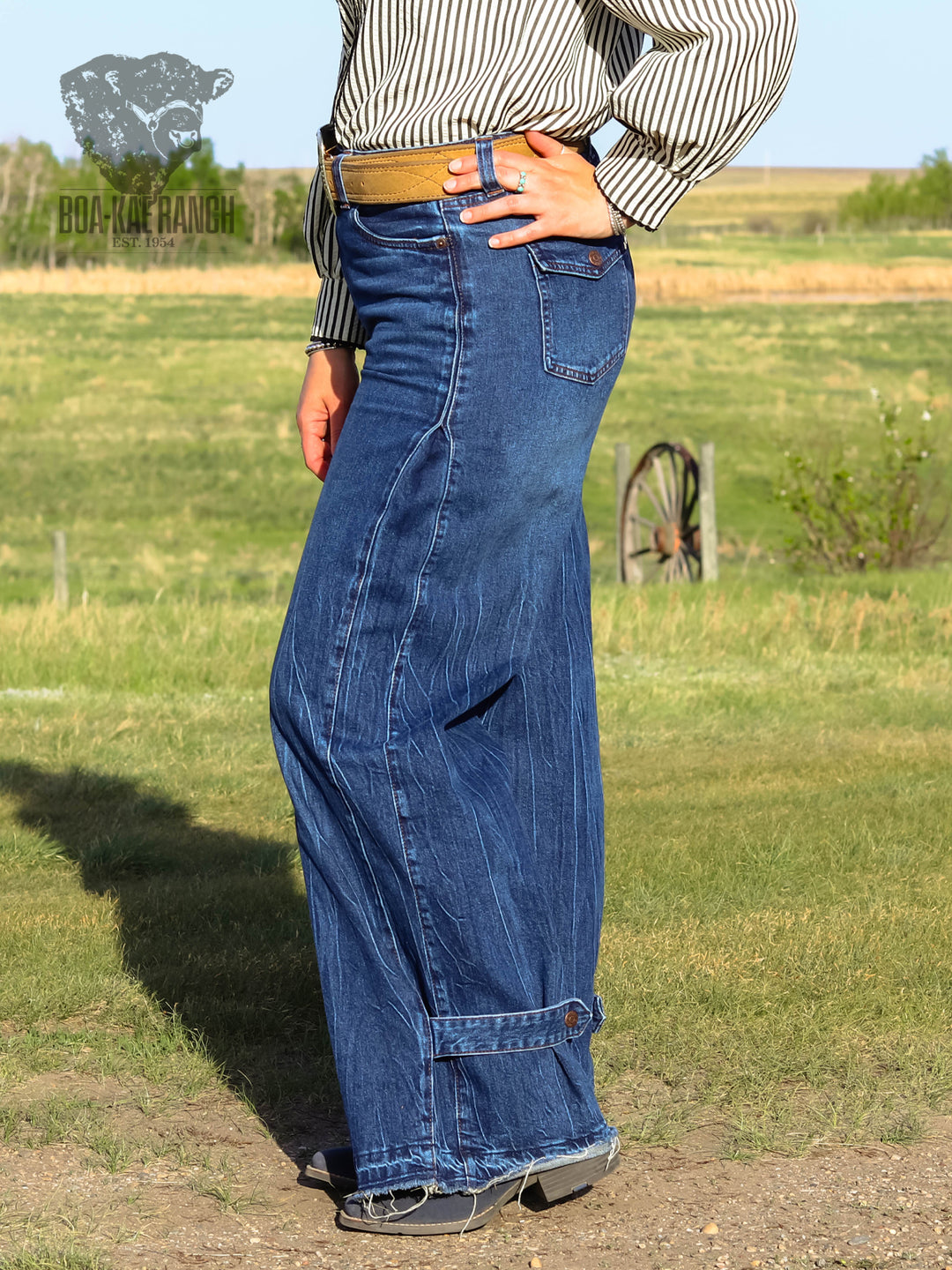 Vibrant Palazzo Leg Snap Jeans