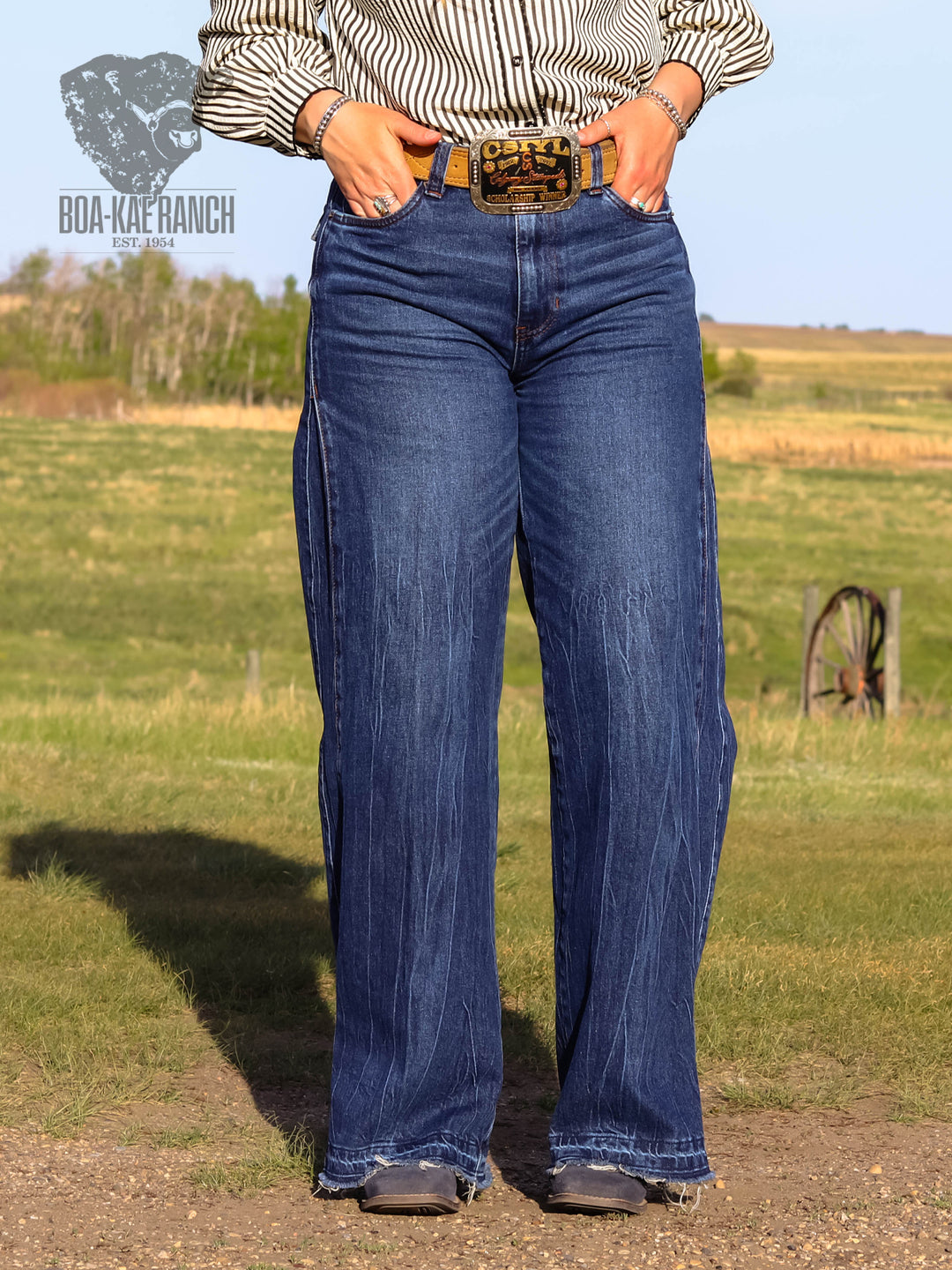Vibrant Palazzo Leg Snap Jeans