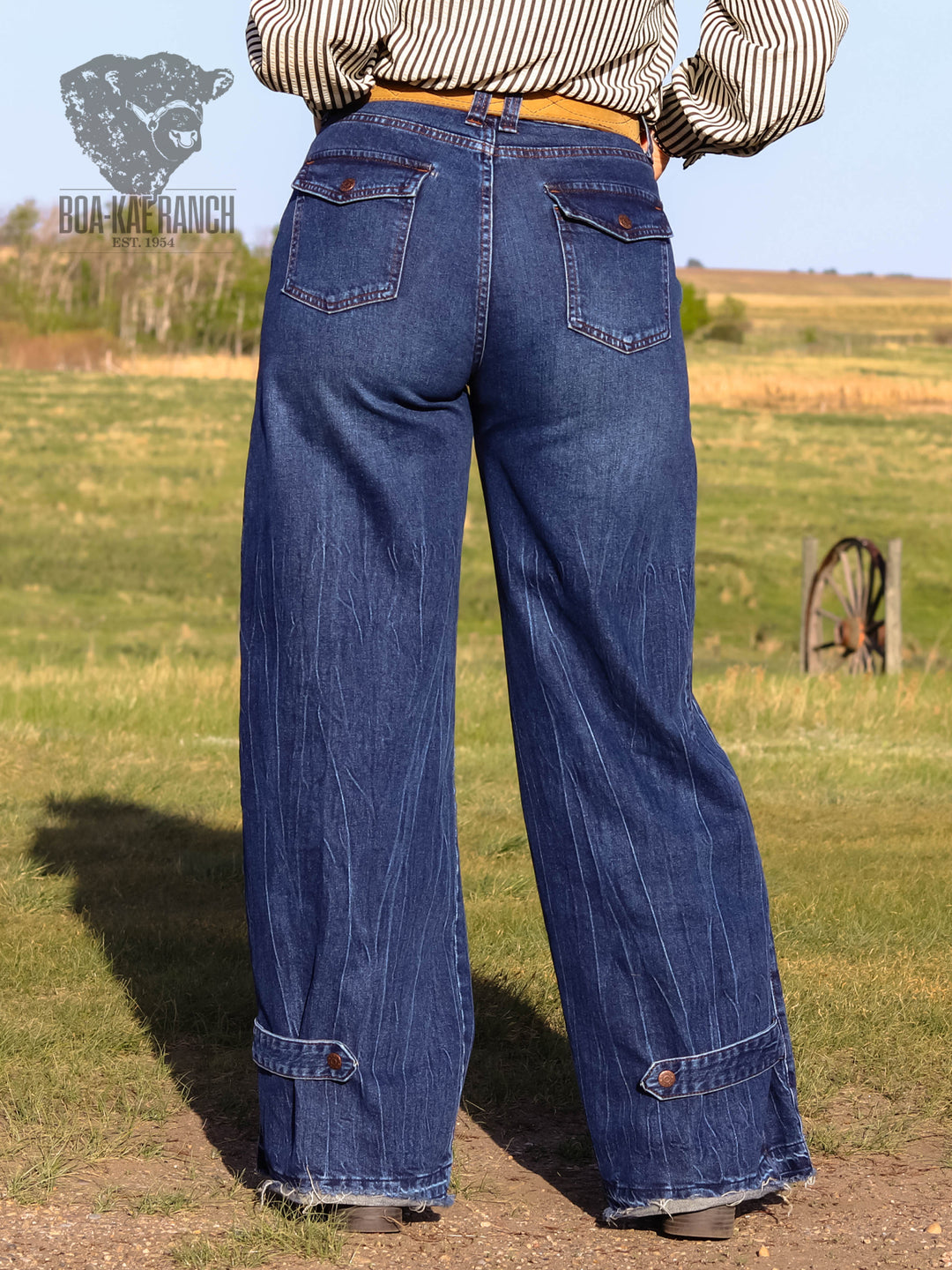 Vibrant Palazzo Leg Snap Jeans