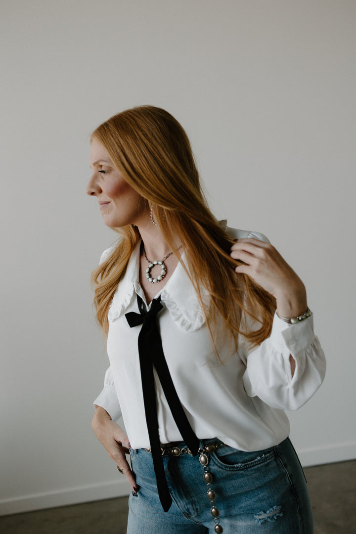 Peter Pan Collar Bow Tie Blouse