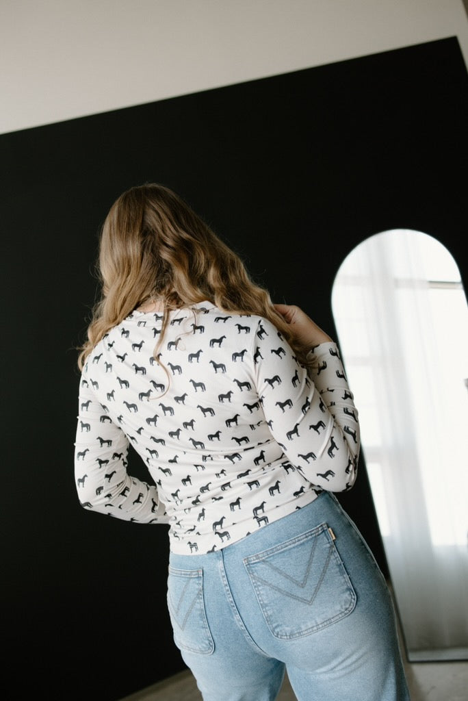 Mod Horse Ribbed Long Sleeve