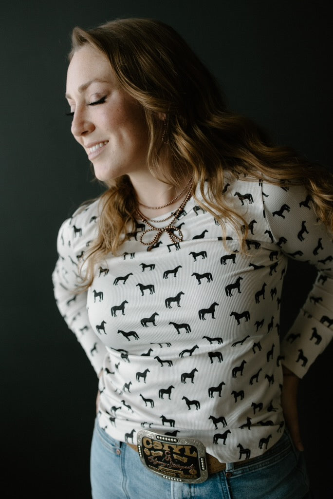 Mod Horse Ribbed Long Sleeve