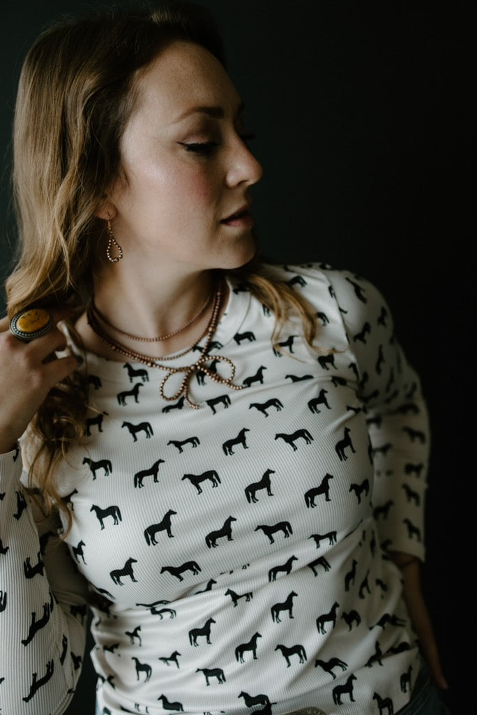 Mod Horse Ribbed Long Sleeve