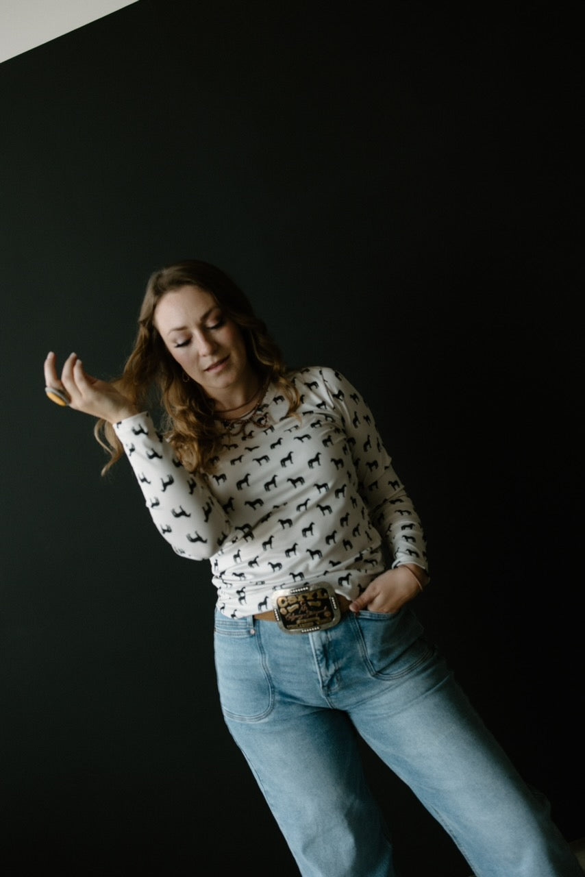 Mod Horse Ribbed Long Sleeve