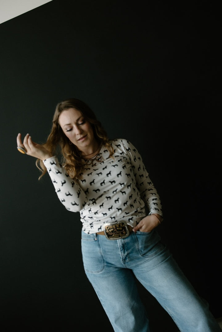 Mod Horse Ribbed Long Sleeve