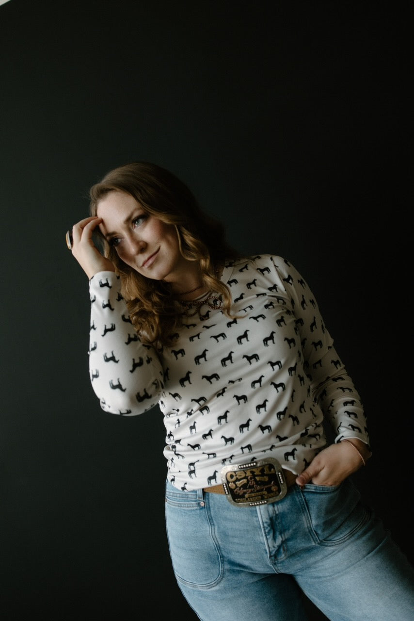 Mod Horse Ribbed Long Sleeve