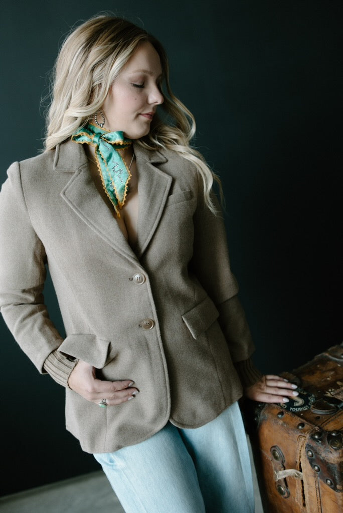 Ribbed Sweater Cuff Blazer